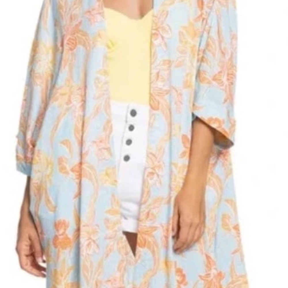 Roxy Rebel Sun Kimono with Blue and Yellow Floral